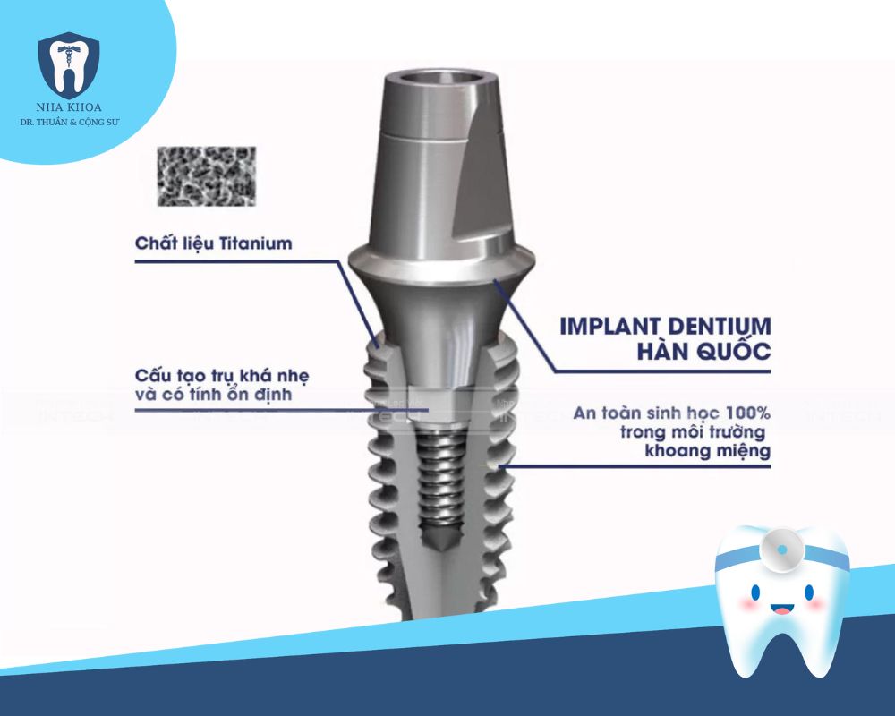 cấu tạo trụ implant dentium hàn quốc